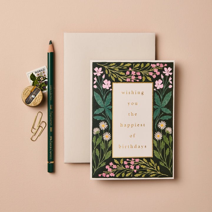 Meadow Border Birthday Card