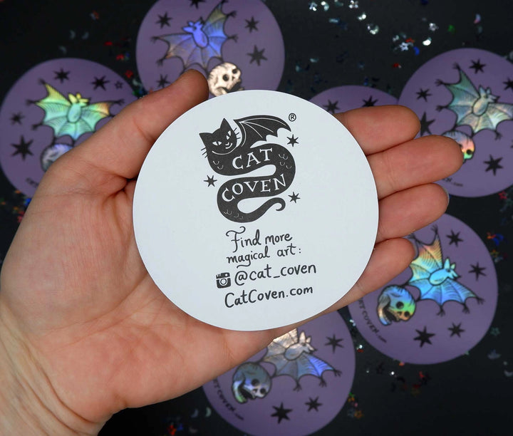 Bat & Skull Holographic Sticker