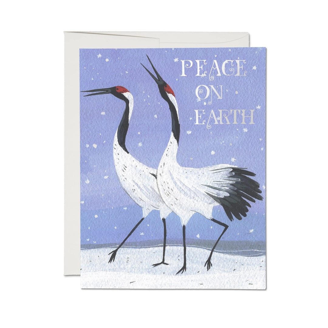 Snow Crane Greeting Card