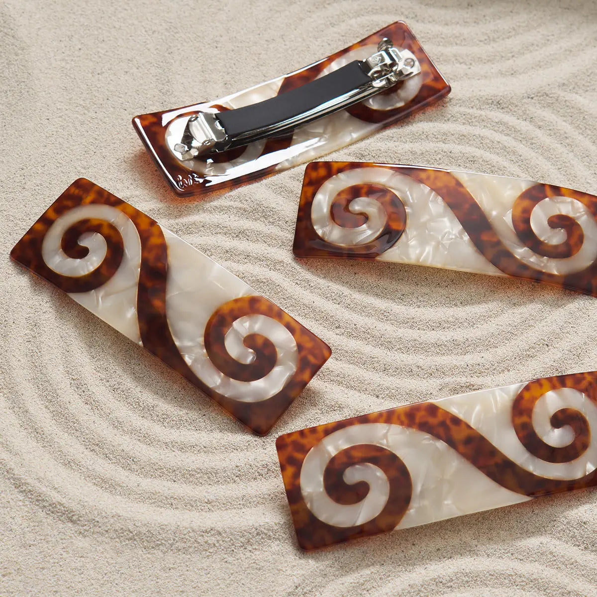 Twin Spiral Tortoise French Barrette Hair Clip