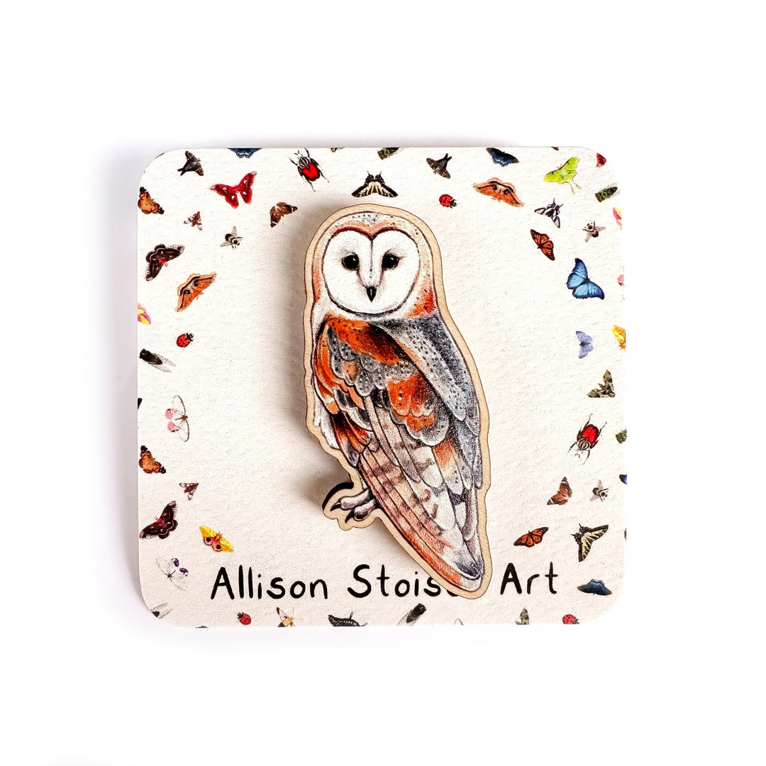 Barn Owl Wooden Pin