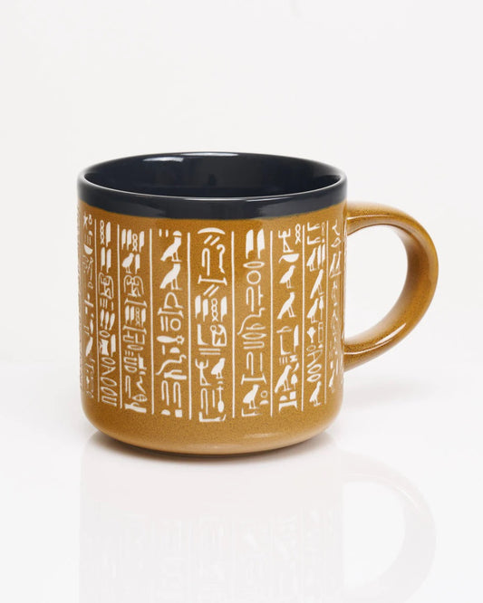 Hieroglyphics Carved Ceramic Mug