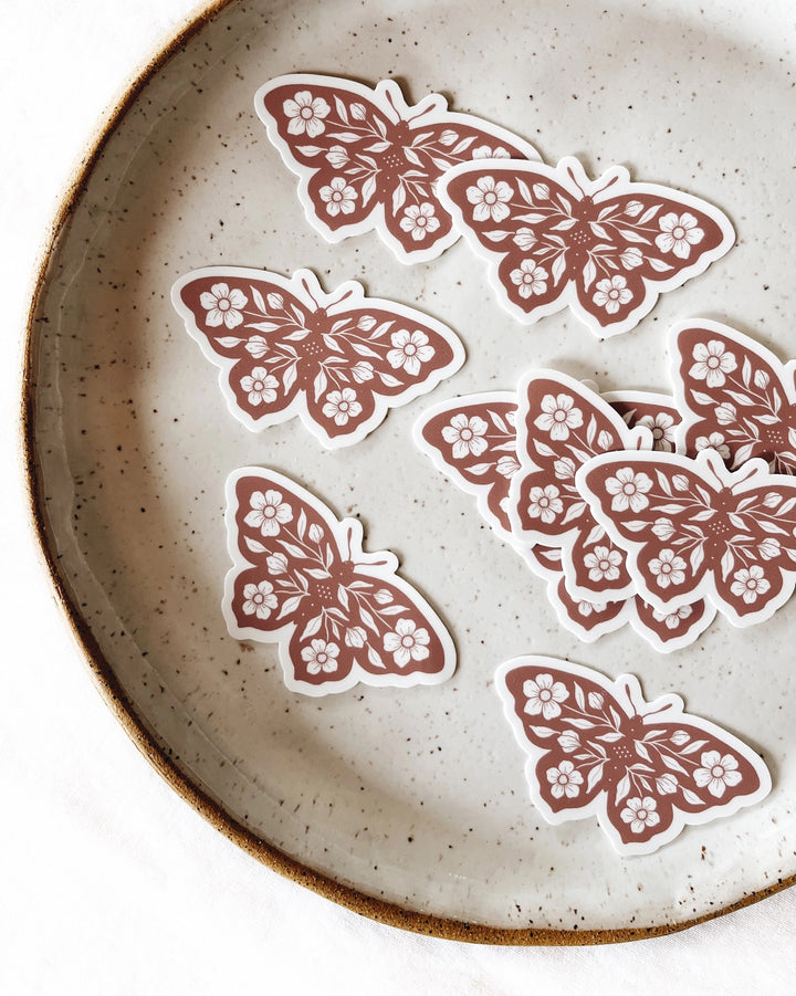Blush Floral Butterfly Sticker