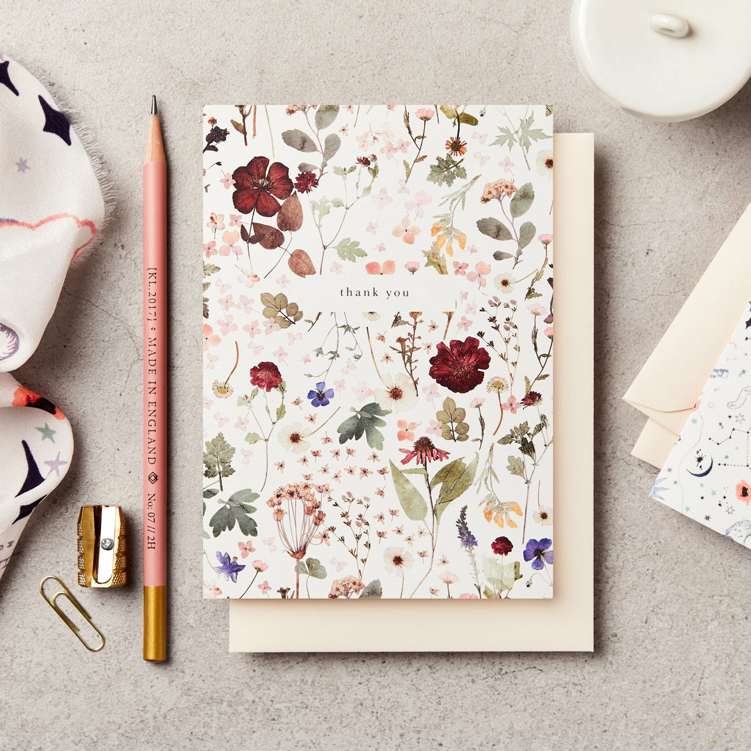 Thank You Pressed Floral Card