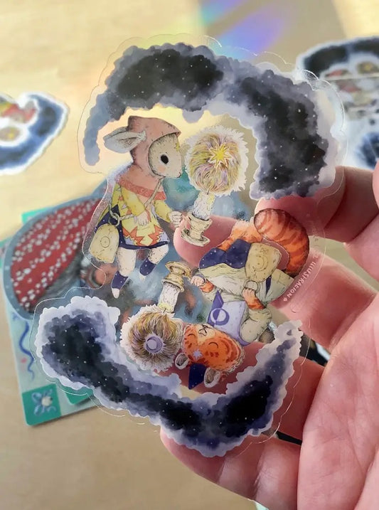 Celestial Beings in Space Clear Sticker