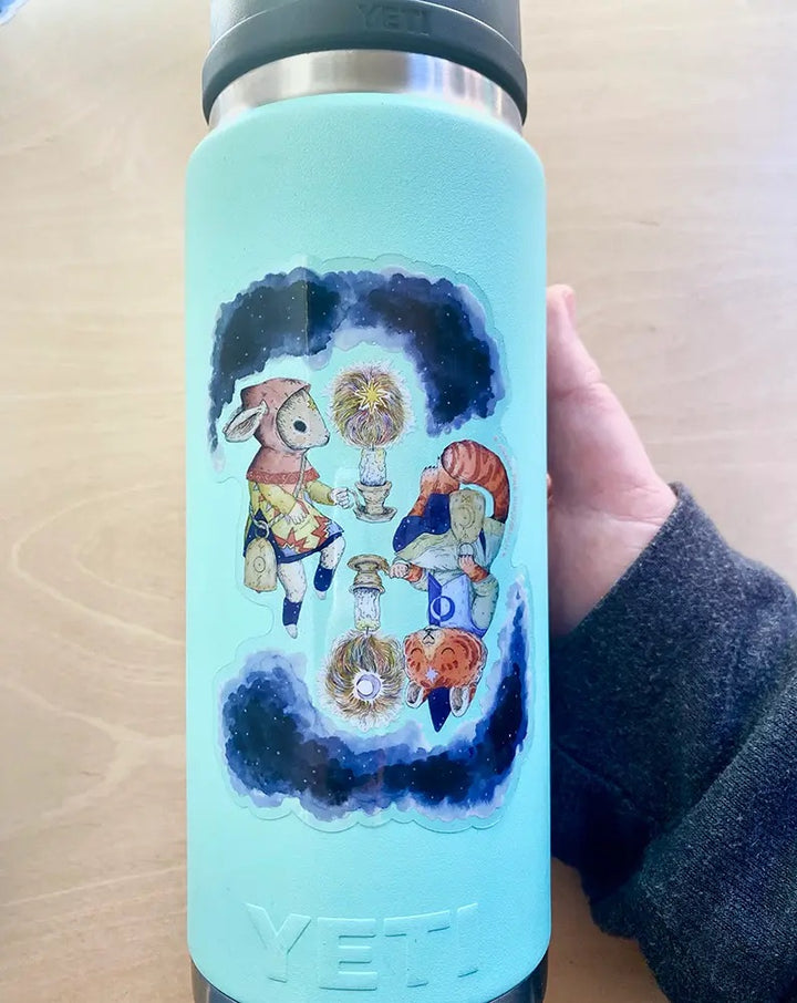 Celestial Beings in Space Clear Sticker