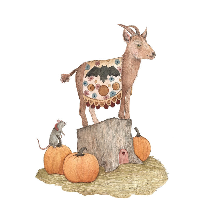 Woodland Garden: Atticus and the Pumpkins Print - 8x10