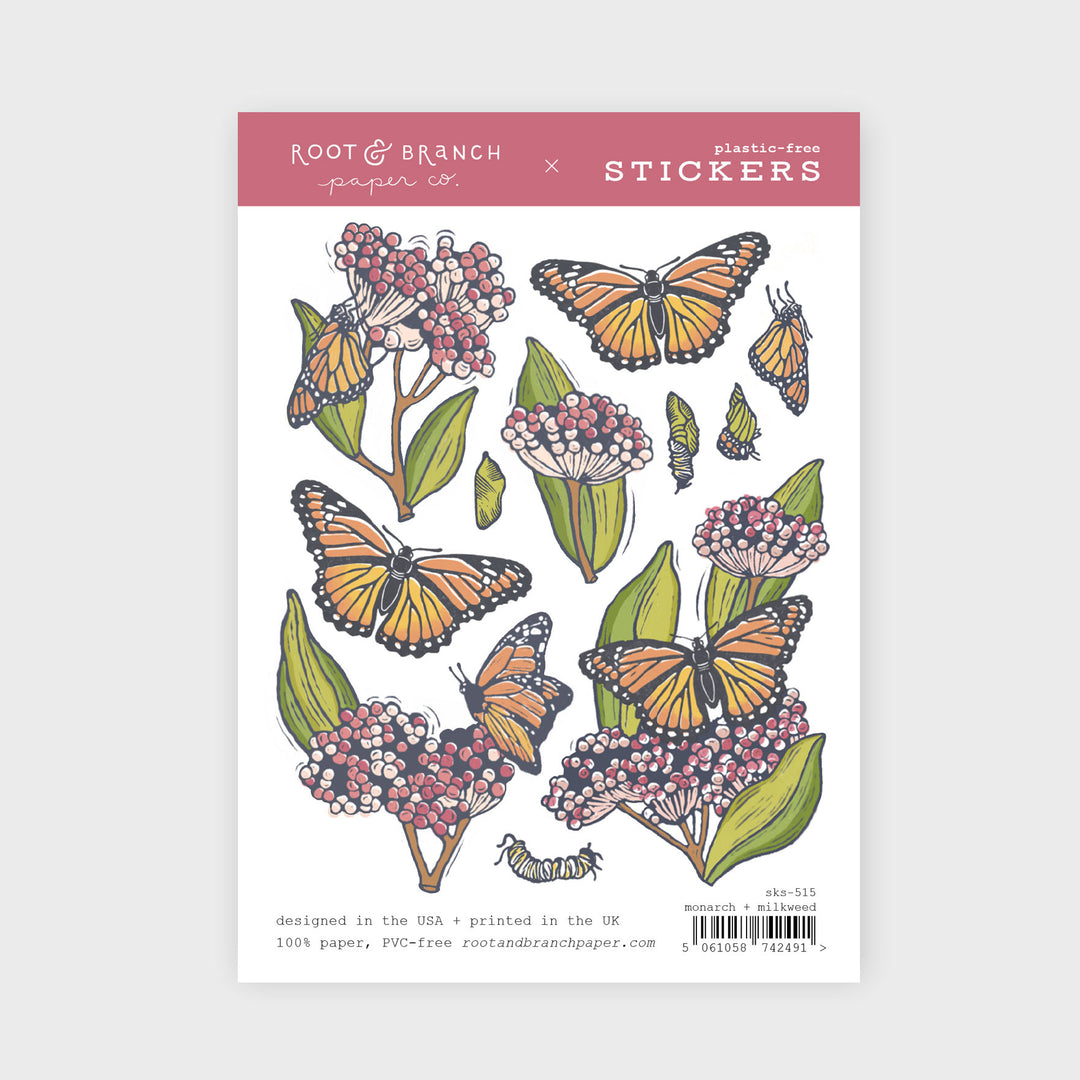 Monarch + Milkweed Sticker Sheet