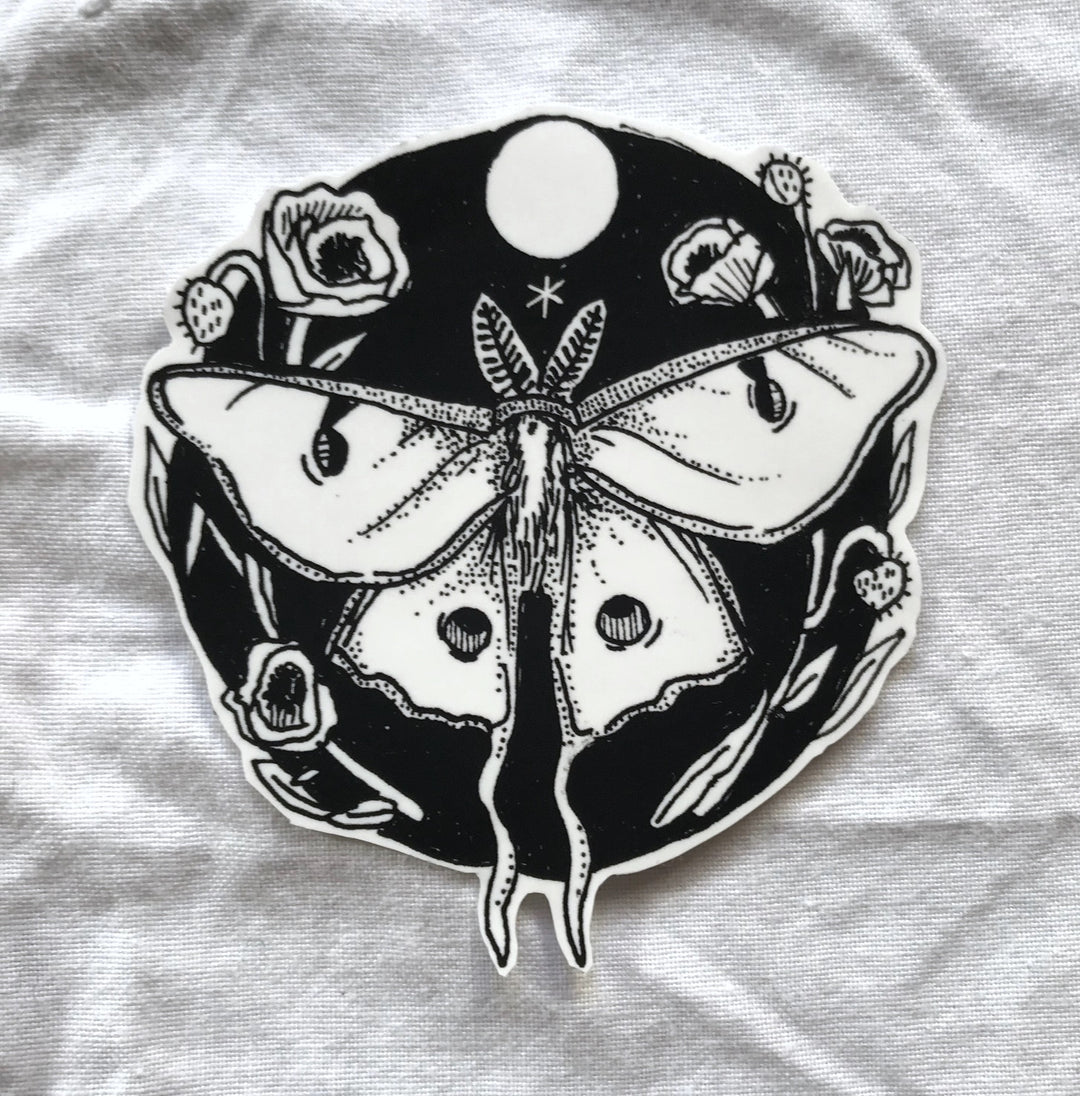 Luna Moth Block Print Sticker
