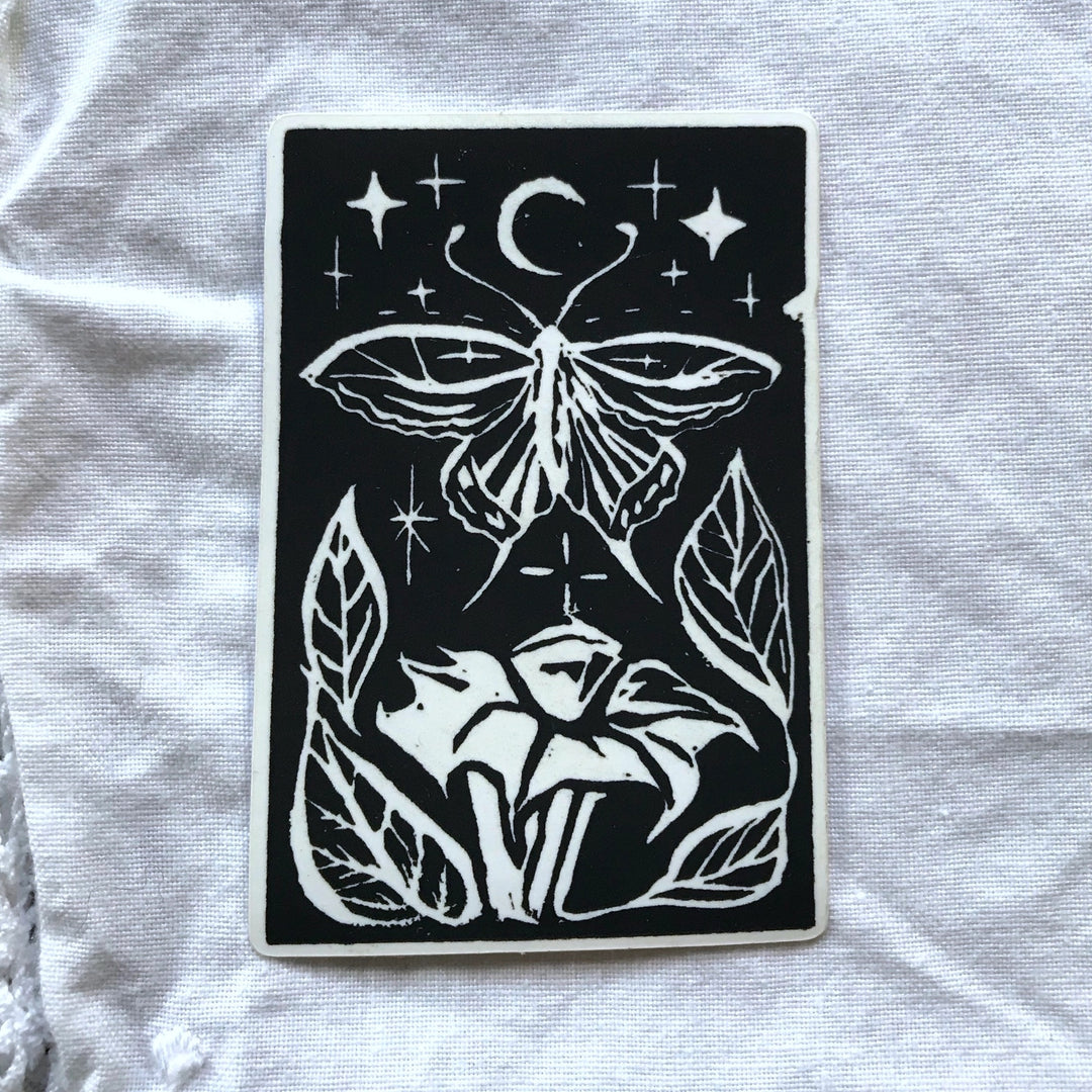 Moonflower Block Print Sticker
