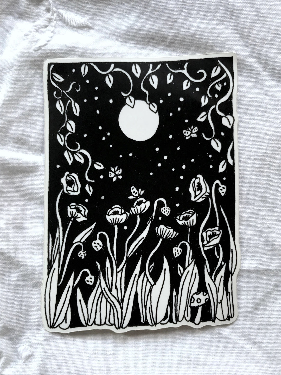 Evening Poppies Nook Block Print Sticker