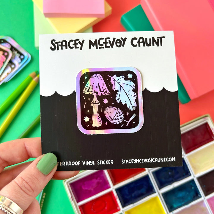 Autumn Things Holographic Sticker