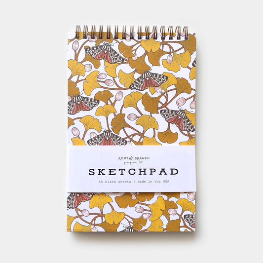 Ginkgo and Tiger Moth Spiral Bound Sketchpad