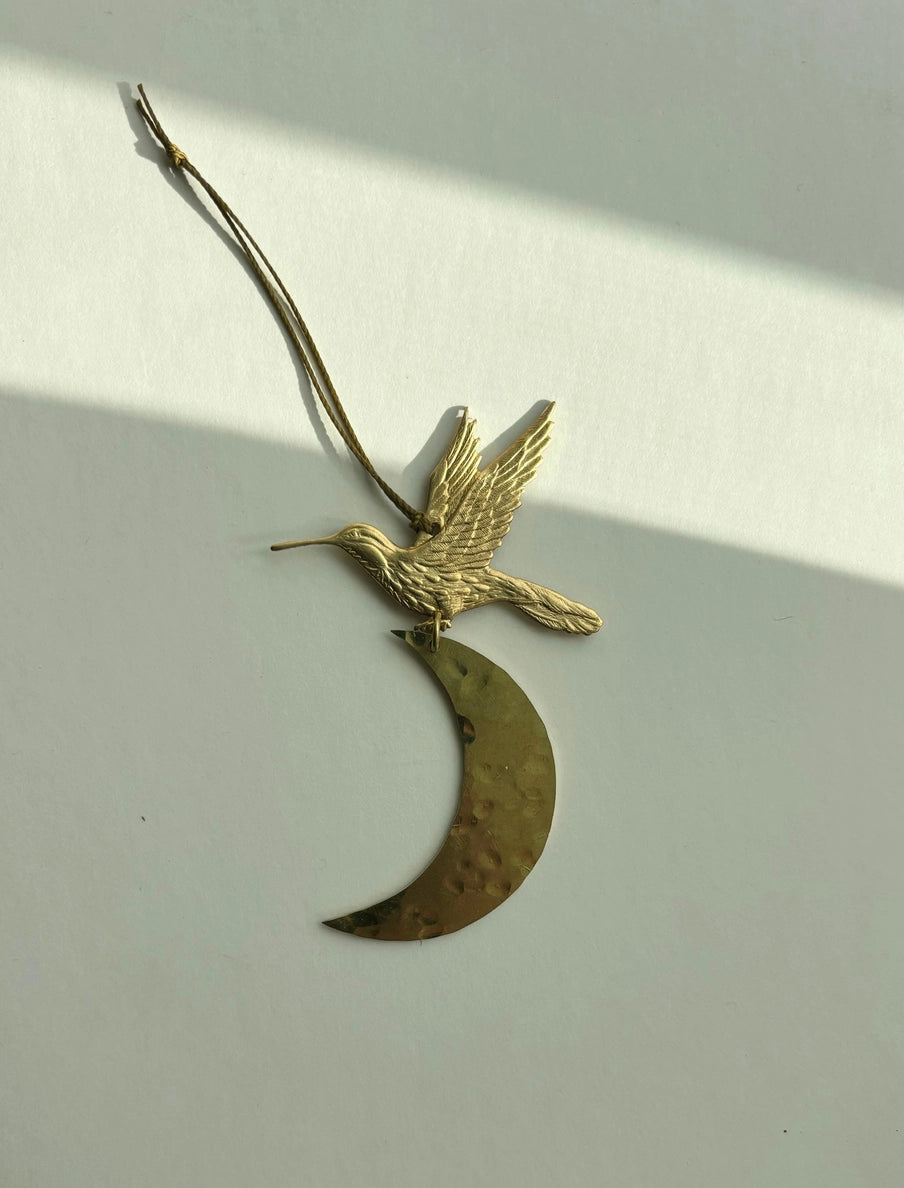 Over The Moon Brass Ornament