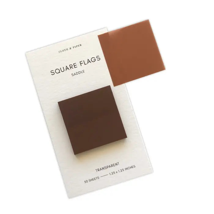 Mini Square Transparent Page Flags - Saddle