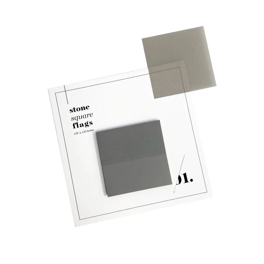 Mini Square Transparent Page Flags - Stone