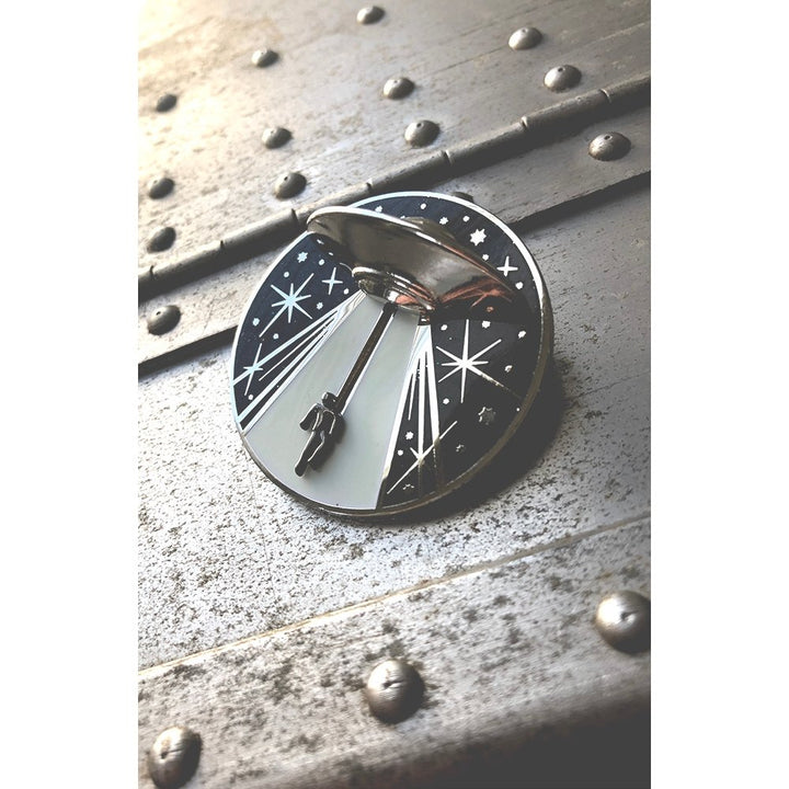 Alien Abduction UFO Pin - GLOW-in-the-dark + INTERACTIVE