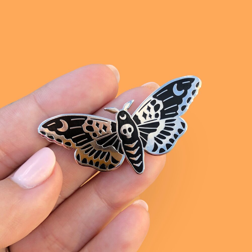 Midnight Death's Head Moth Pin
