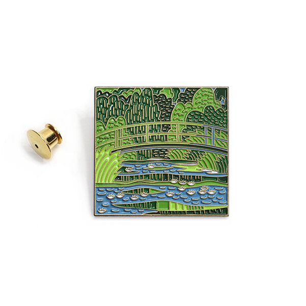 Inspired by Claude Monet’s famous painting, Water Lilies and the Japanese bridge, this enamel pin shows off your love of nature and art at the same time. The quality of Pin Museum pins are the best you will find. The colors, the material... and please note - we don't sell any pin unless we include these special locking pin backs to help keep your traveling art museum safe and secure. P.S. Have you toured Monet’s garden?