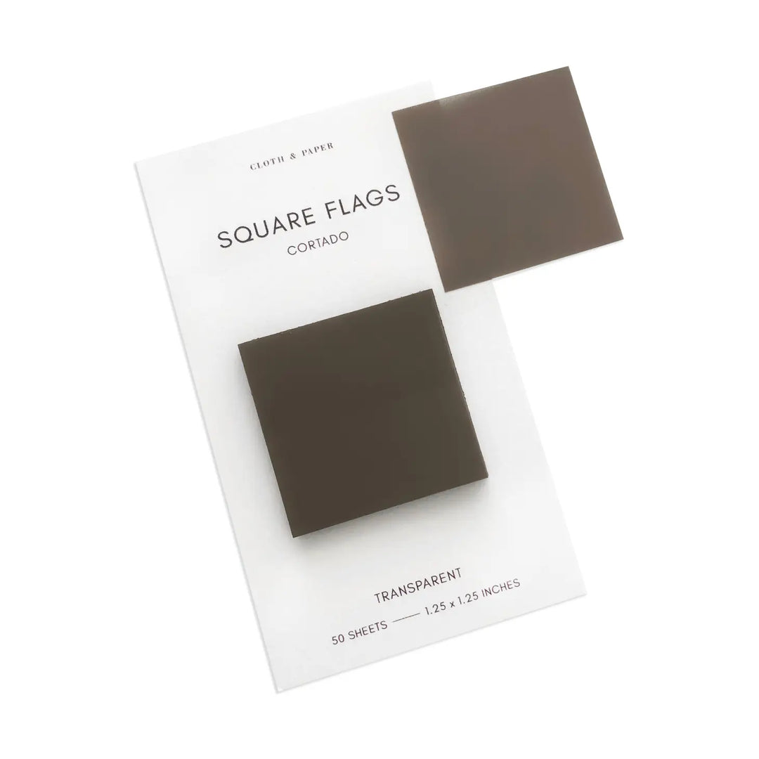 Mini Square Transparent Page Flags - Cortado