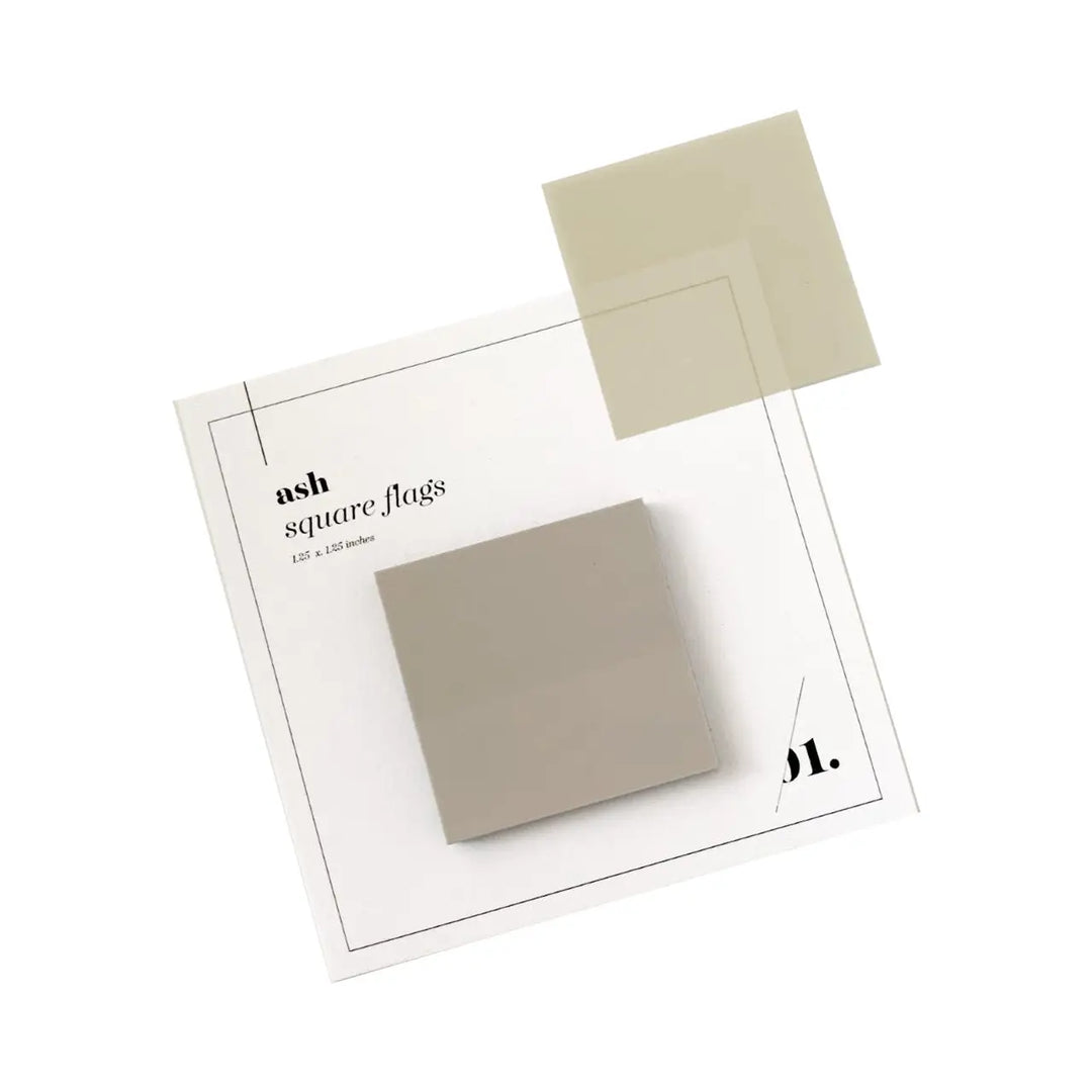 Mini Square Transparent Page Flags - Ash
