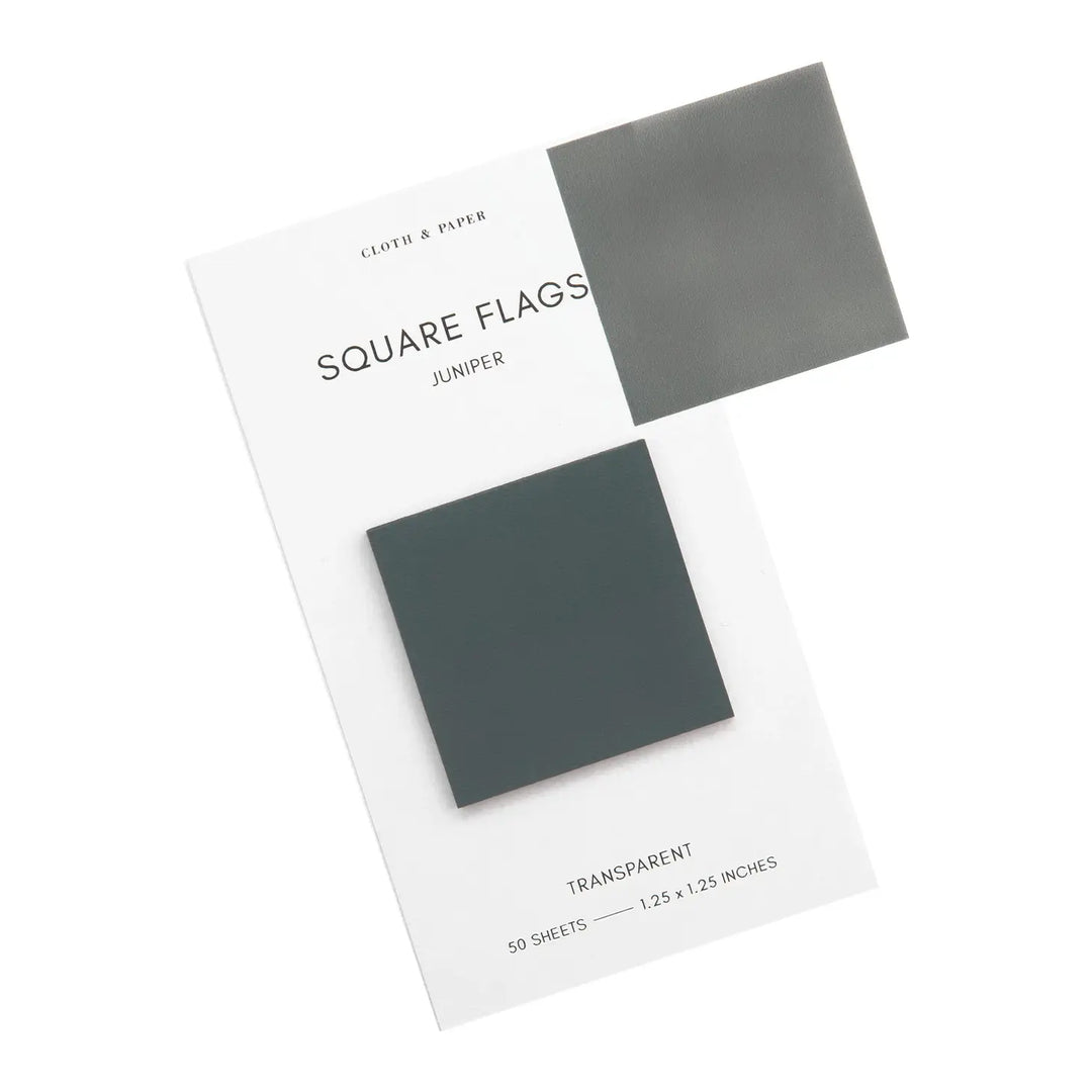 Mini Square Transparent Page Flags - Juniper