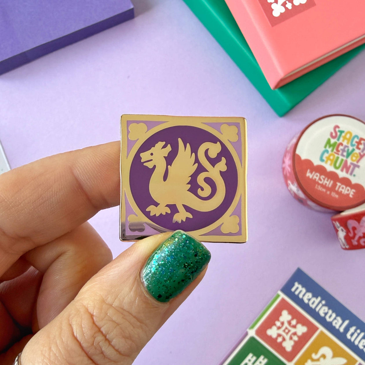 Medieval Dragon Tile Pin