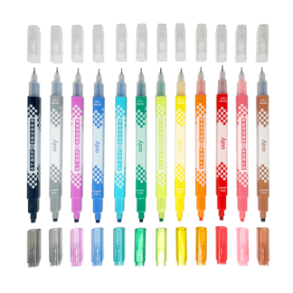 Square Stamp Double-Ended Markers - Set of 12