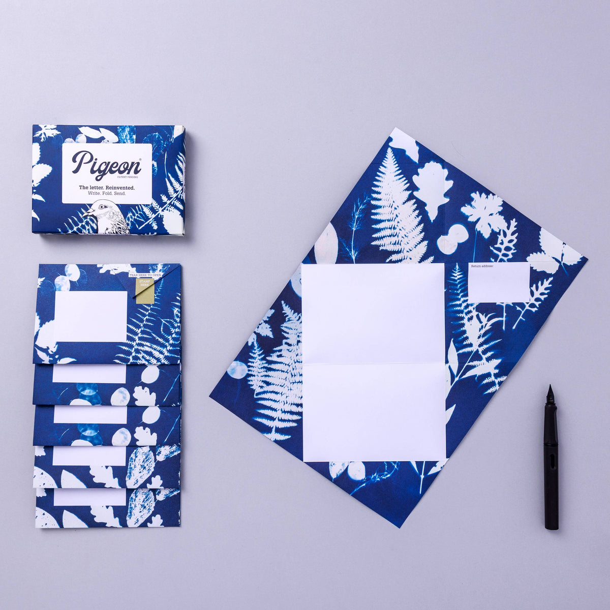 Botanical Cyanotype - Folding Letter Set of 6