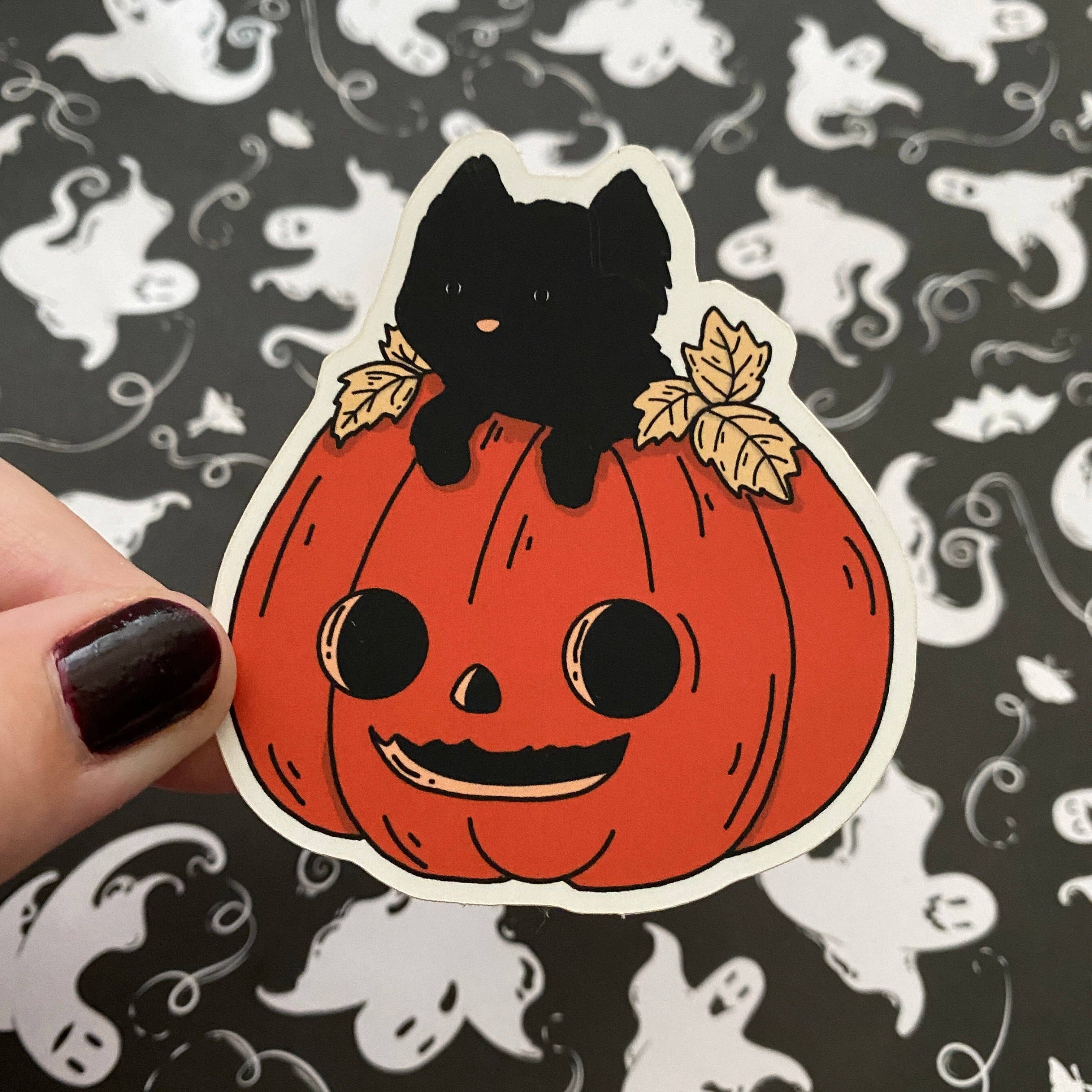 Black Cat in a Pumpkin Sticker