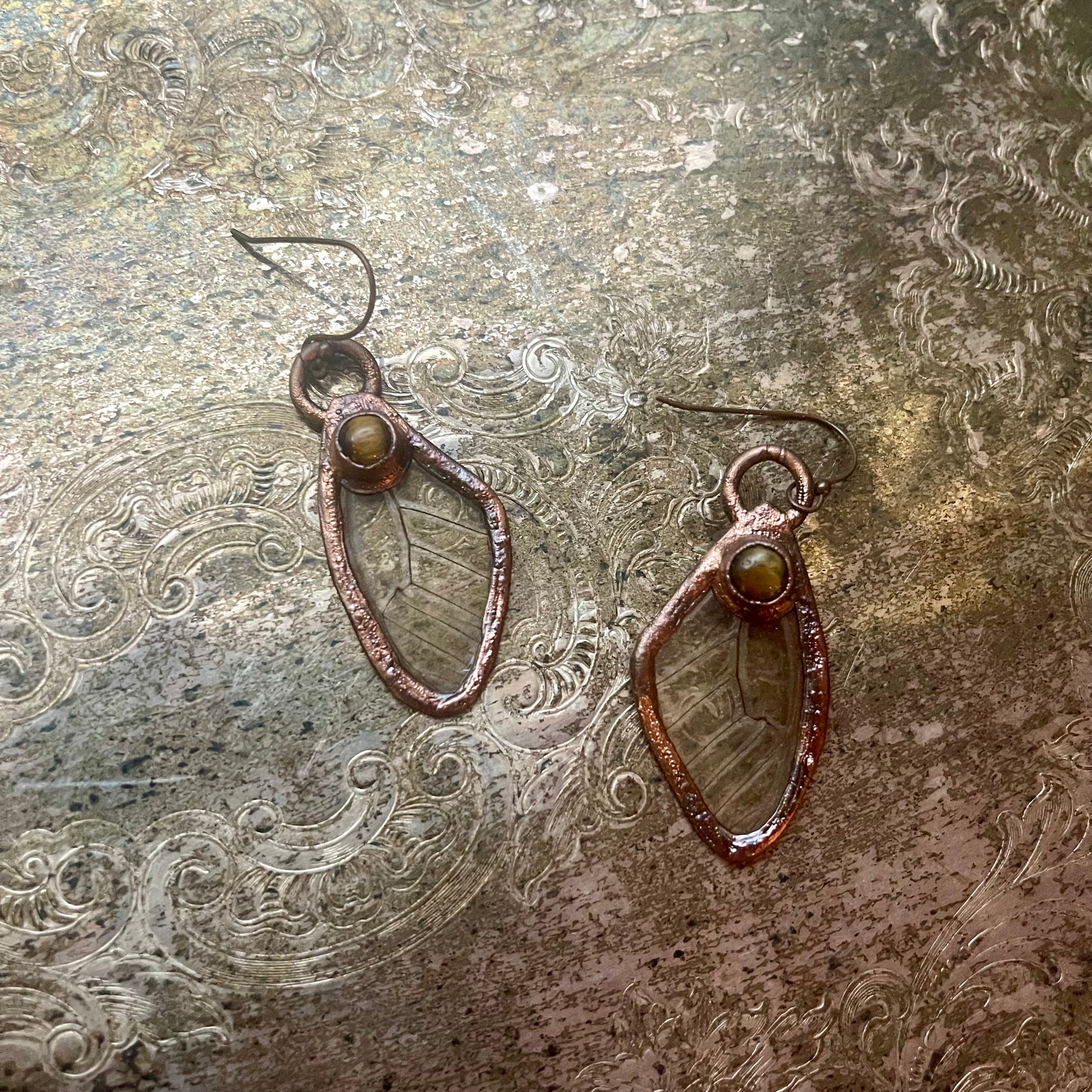 Butterfly Wing and Crystal Earrings