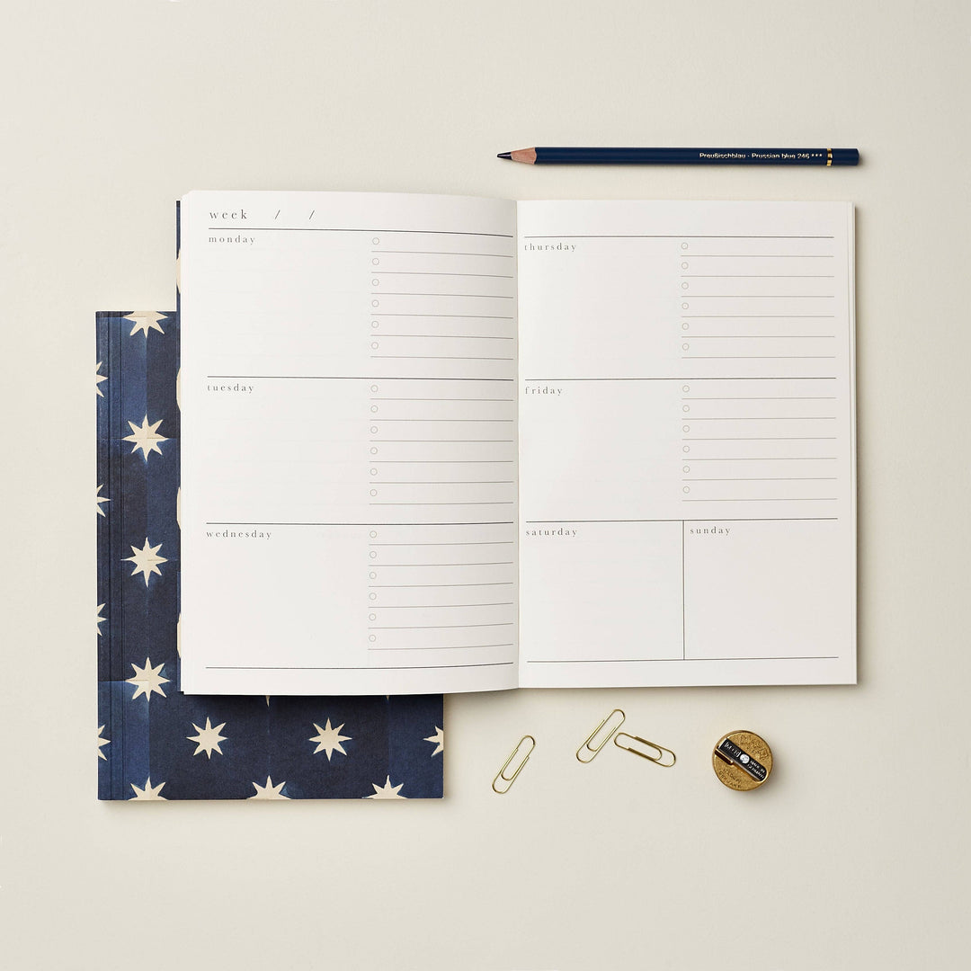 Navy Celestial Star Weekly Planner - Undated