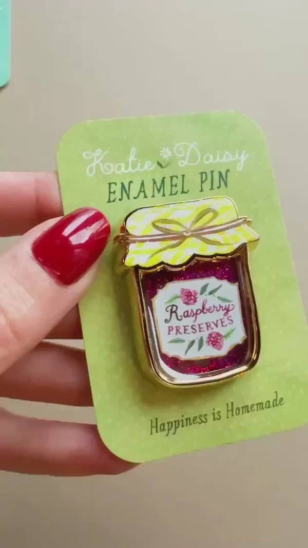 Interactive Jam Jar Pin with Liquid Glitter