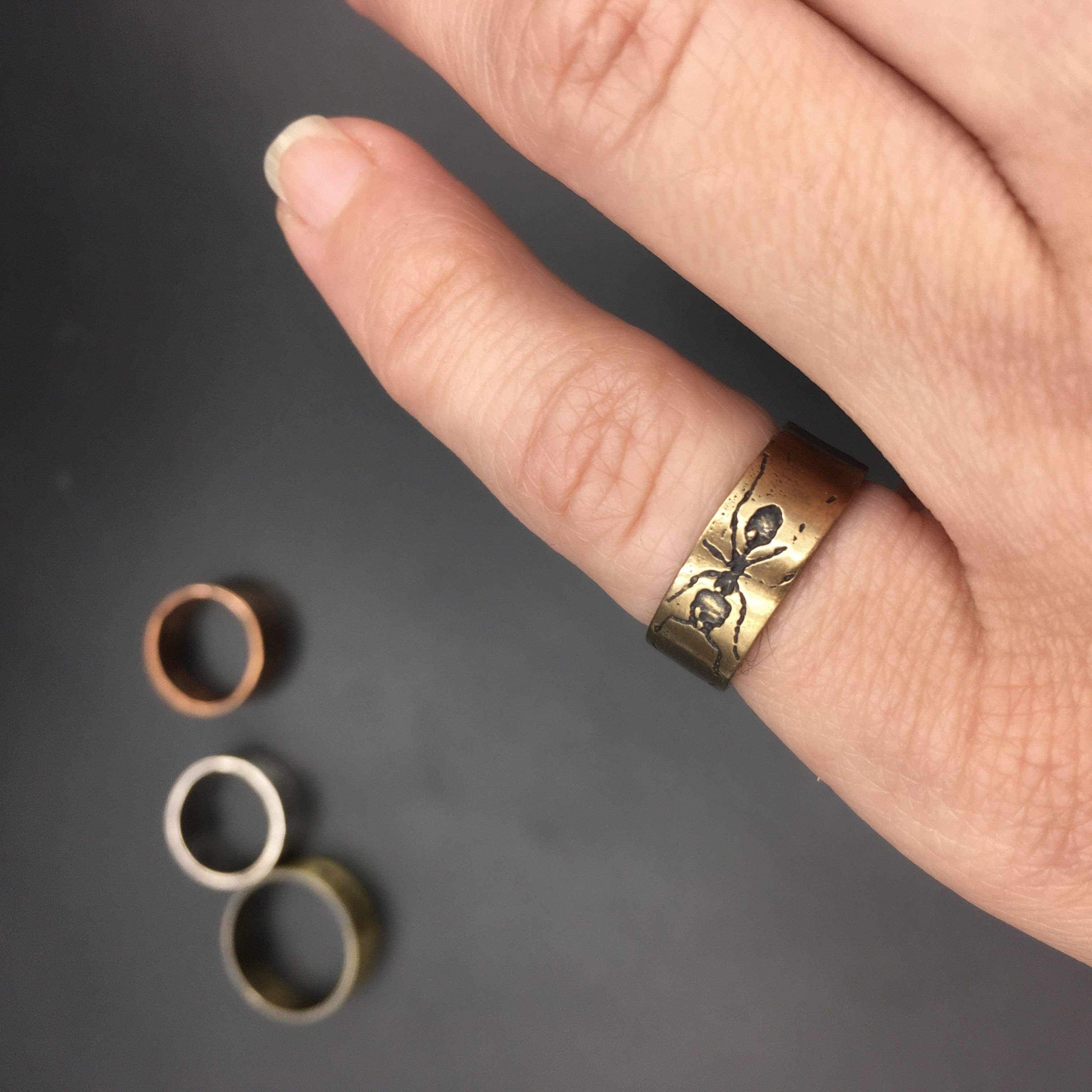 Handmade Brass Ant Ring