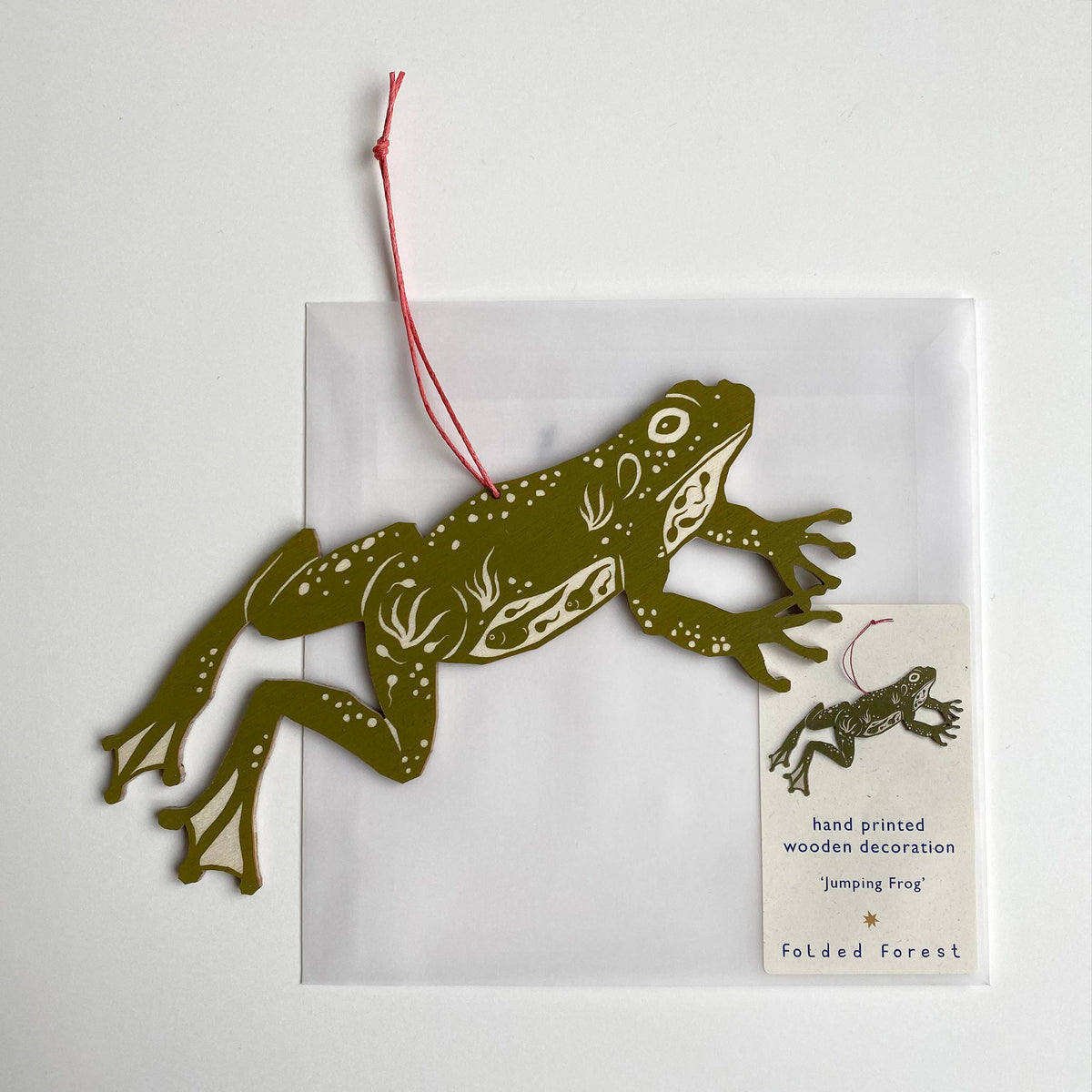 Jumping Frog - Screen Printed Wooden Ornament