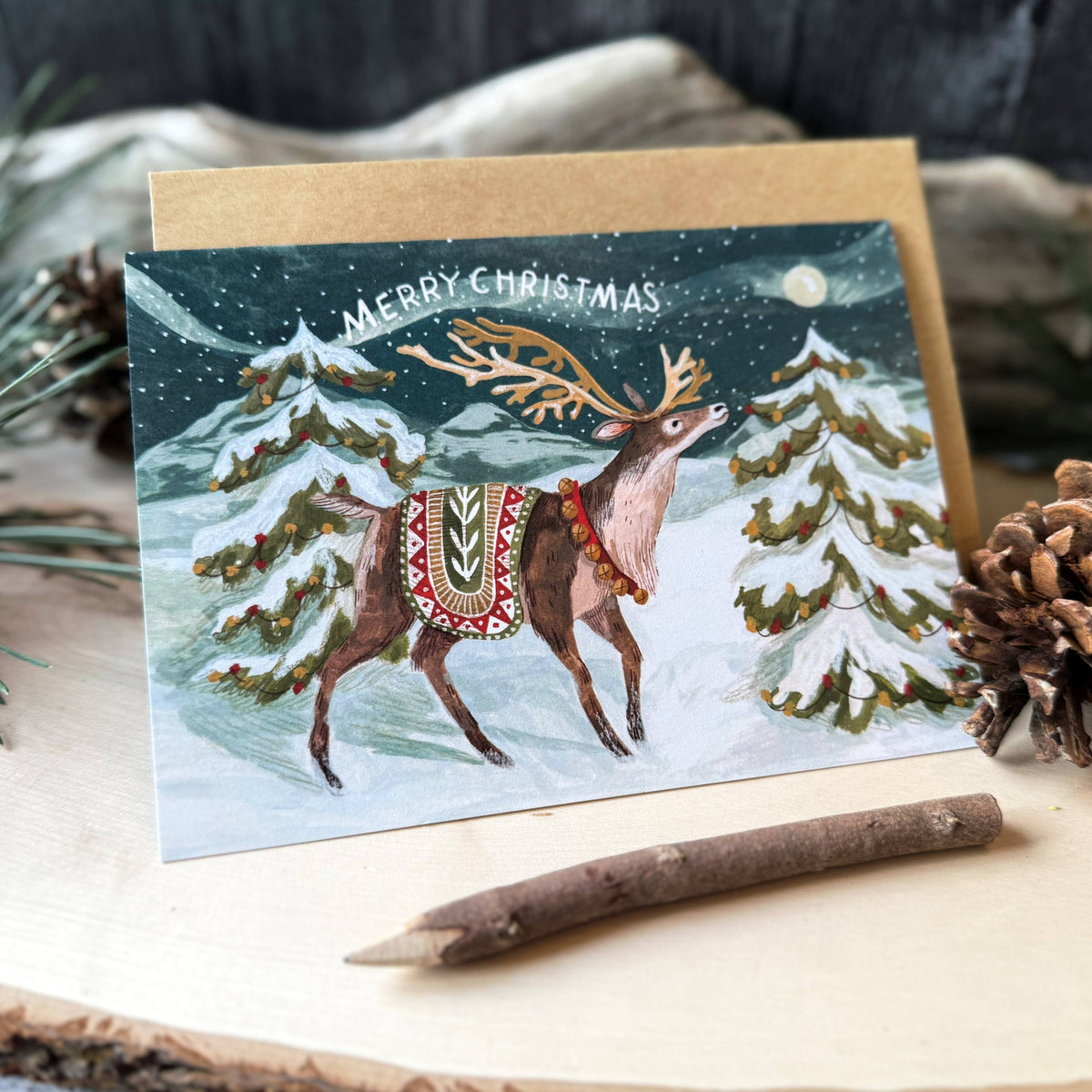 Reindeer Merry Christmas Card (or Box Set)