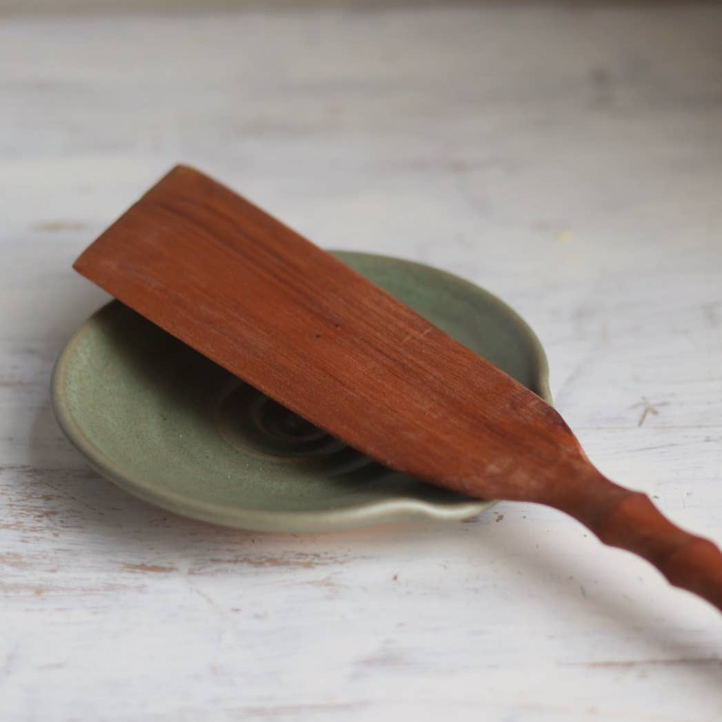 Handmade Ceramic Spoon Rest - Sage Green