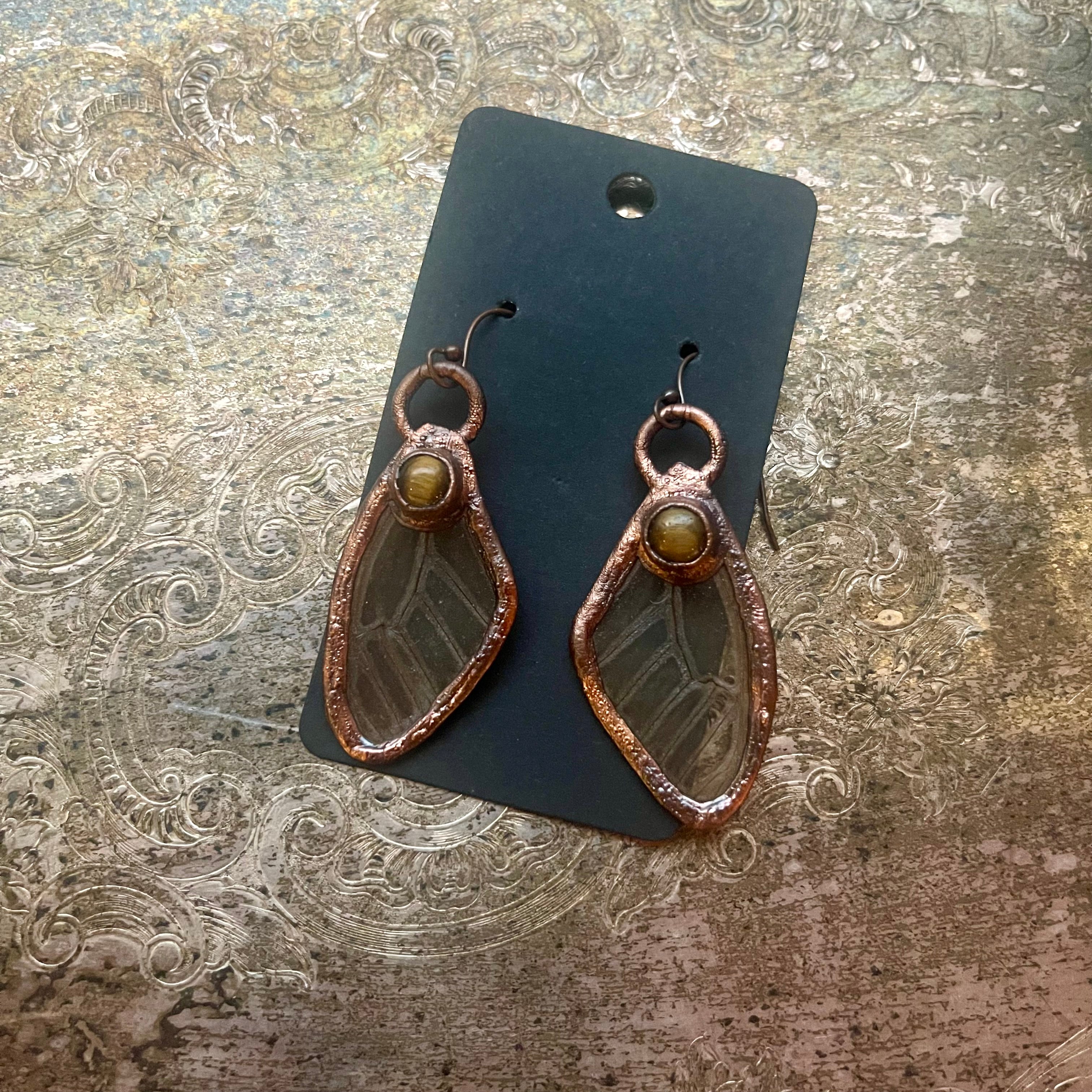 Butterfly Wing and Crystal Earrings