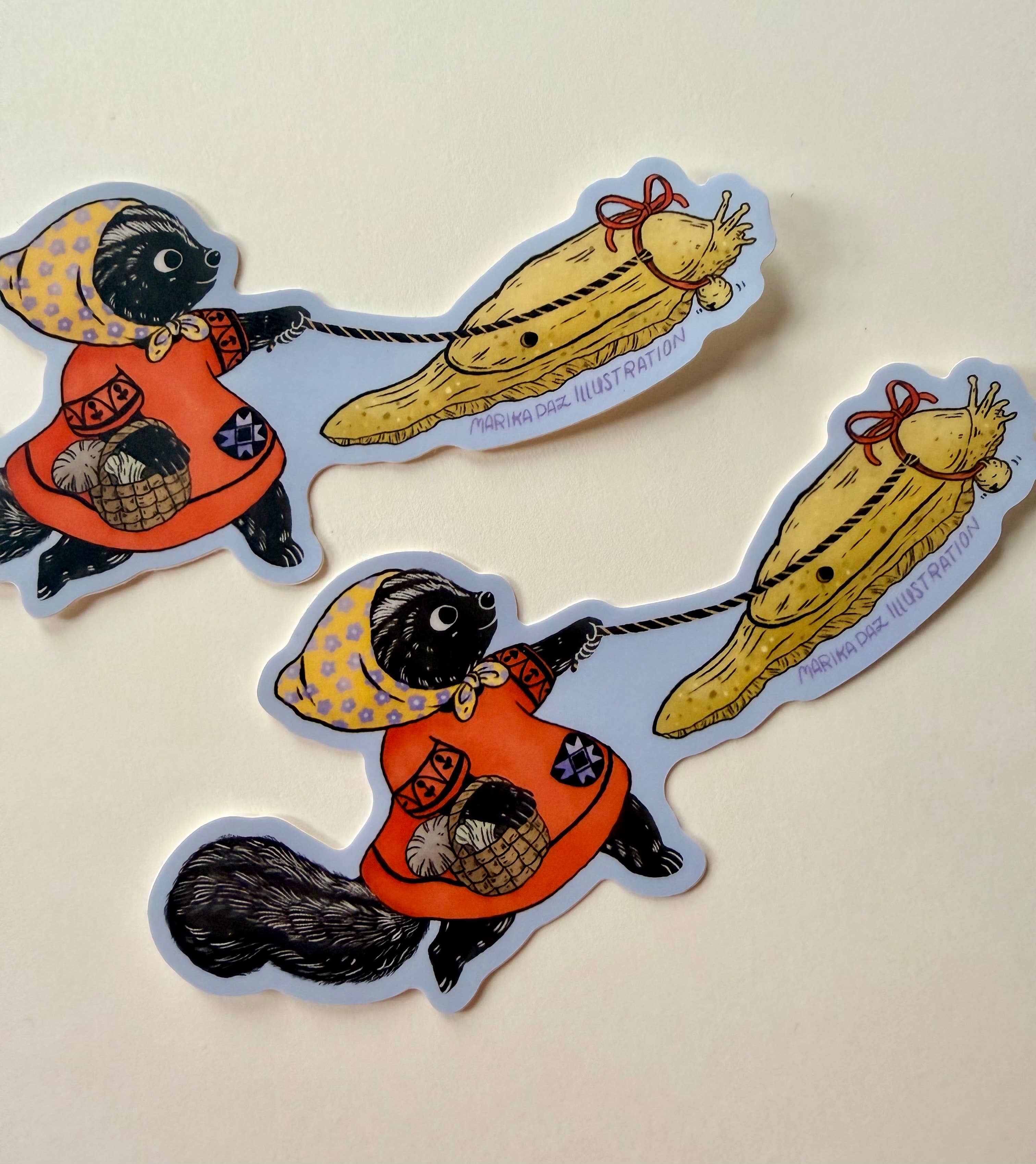 Skunk and Slug Go for a Walk Vinyl Sticker 