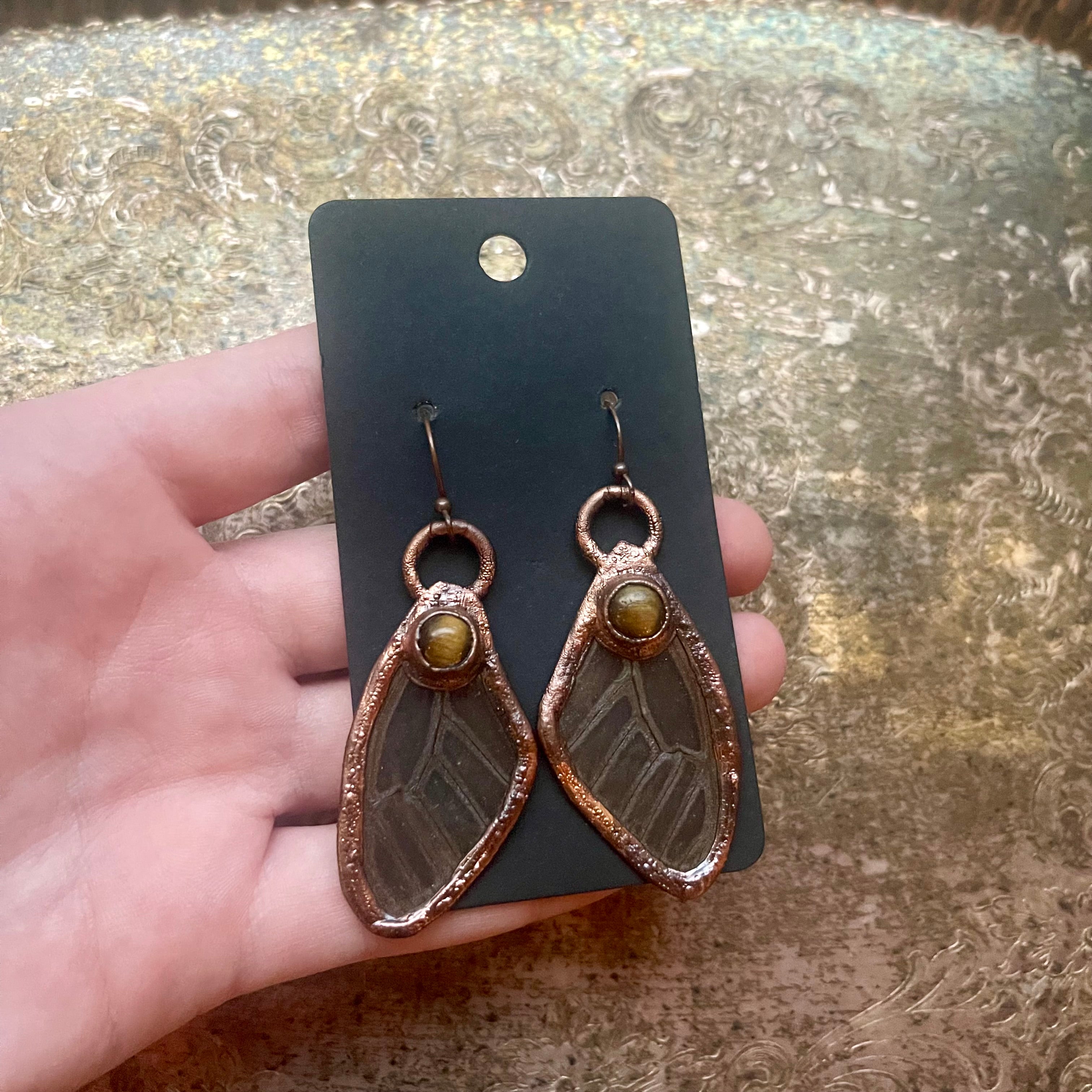 Butterfly Wing and Crystal Earrings