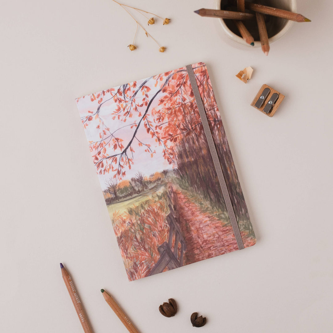 British Autumn Walk Lined Notebook