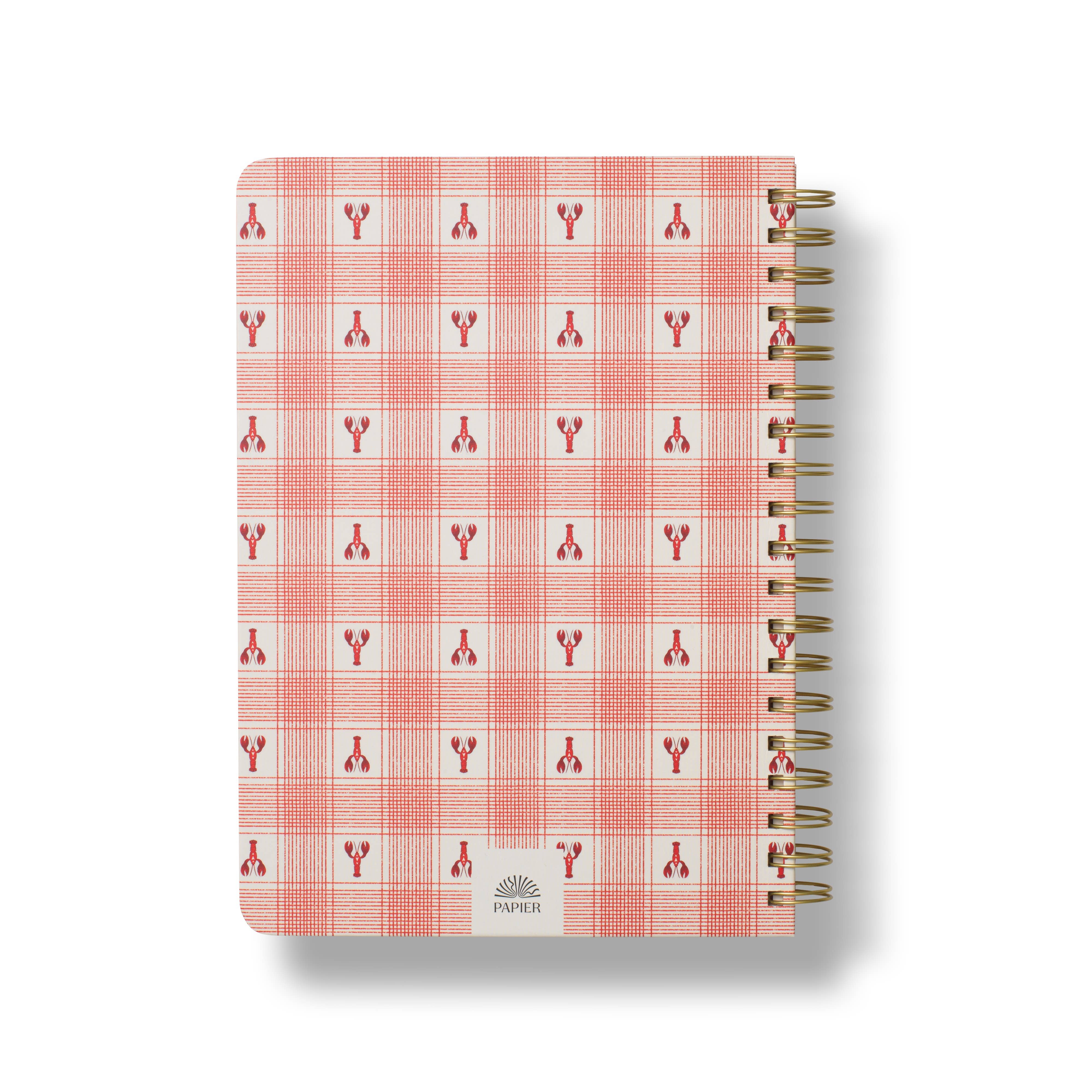 Lobster Gingham Spiral Recipe Journal