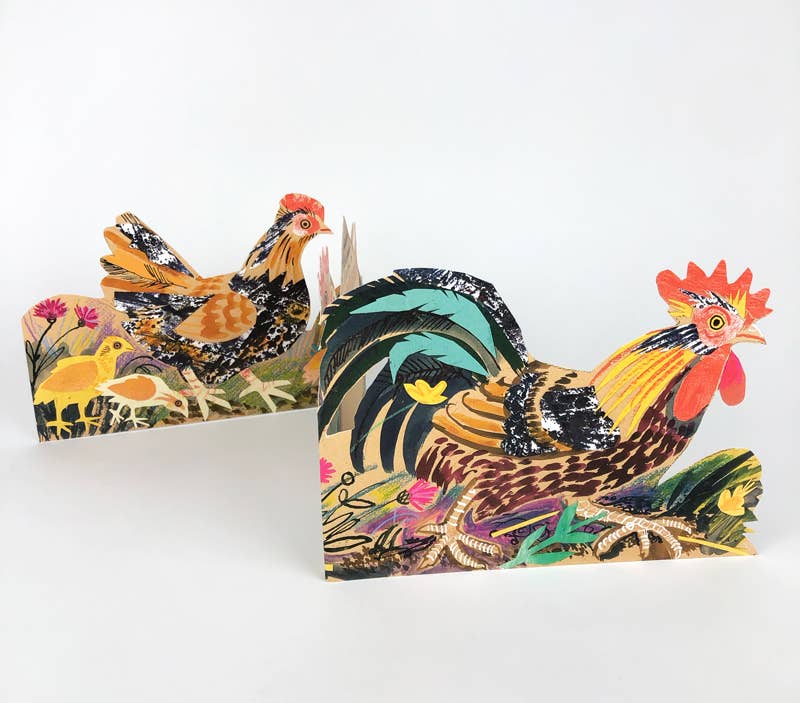 Chickens Collage Concertina Card