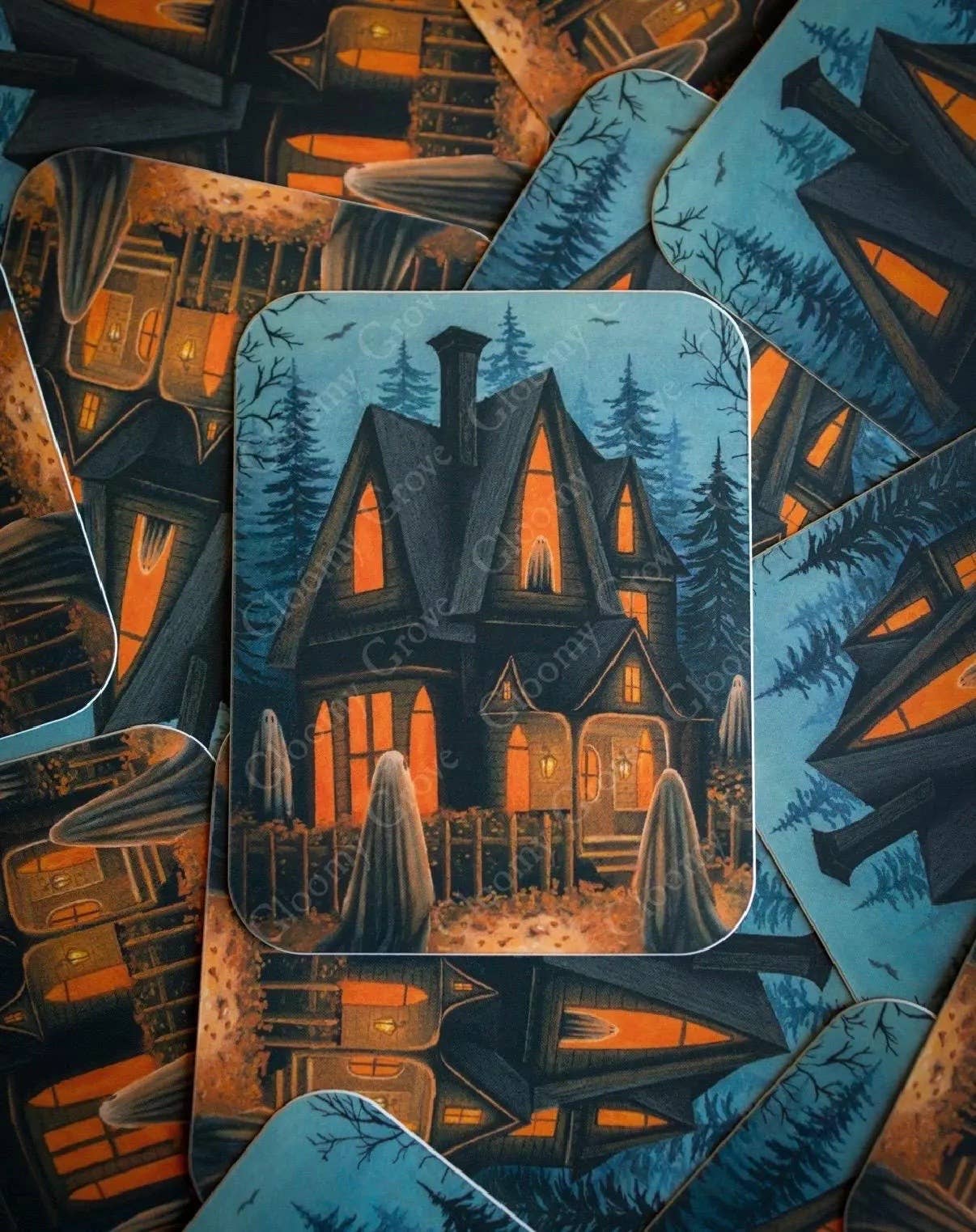 Gloomy Grove Ghost Illustration Stickers - 24 Options