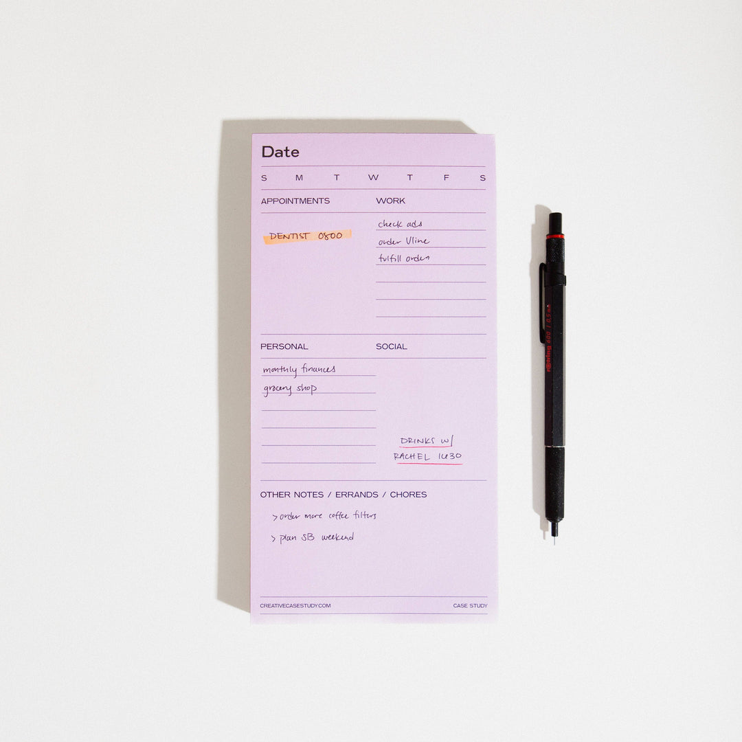 Utilitarian Daily Task Planner Notepad - Pink/Red