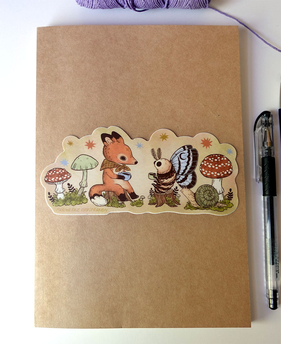 Tea Time on a Stump Sticker