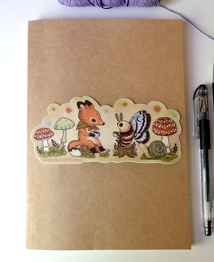 Tea Time on a Stump Sticker