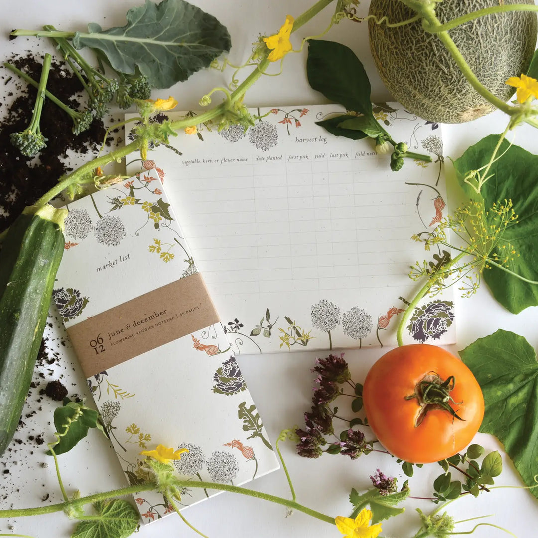 Flowering Veggies Harvest Log Desk Pad