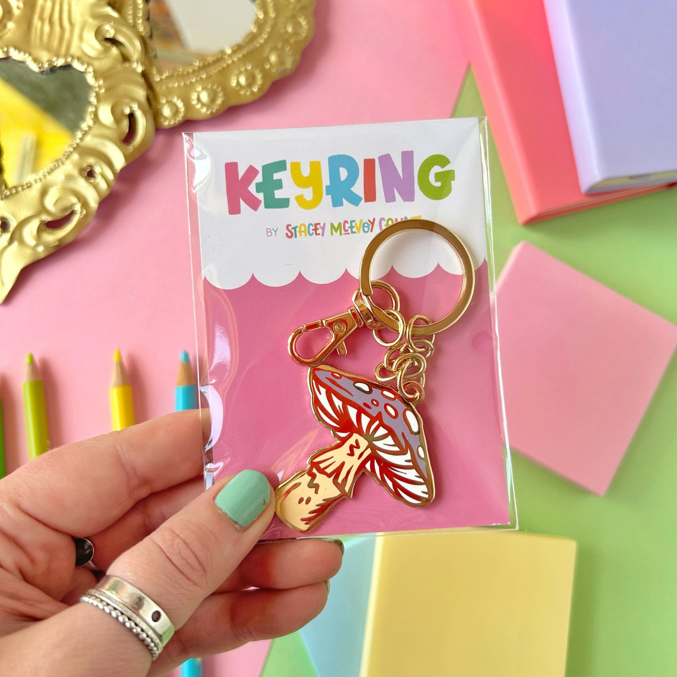 Lilac Mushroom Keyring