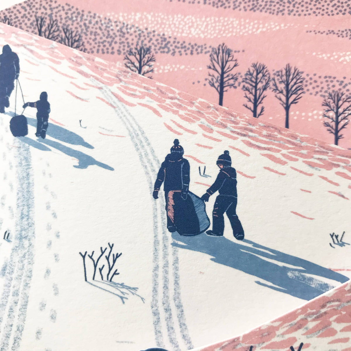 Sledging at Dusk Concertina Card